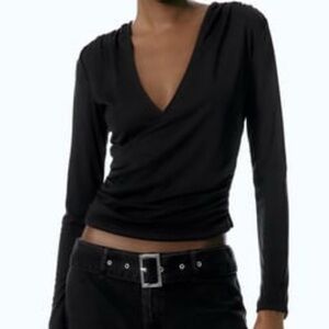 ZARA Drapes Crossover B-Neck Top - LG - New